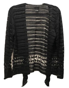 Chico's Design gehäkelte Krawatte vorne schwarz Jacke Größe 1 Einzelhandel: 78 $ - Bild 1 von 5