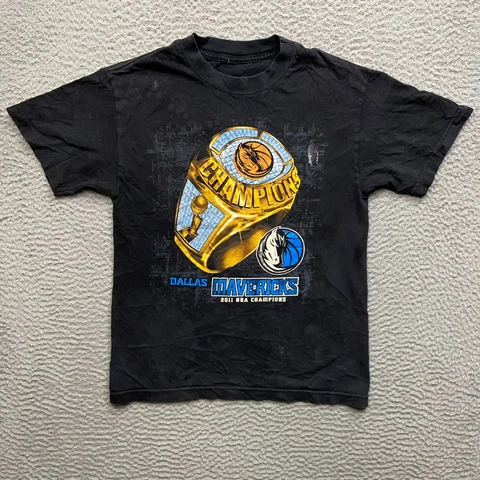 2011 Dallas Mavericks NBA Championship Ring Tee Shirt Distressed Men's Small Cover