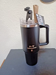 NEU: Edeka Thermo- / Isolierbecher XXL - 1,2 L - schwarz - Plastik Strohhalm - - Bild 1 von 4