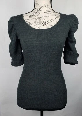 New York Yoki Collection Gray Pullover Sexy Puff Sleeve Casual Sweater Size L - Image 1 of 4