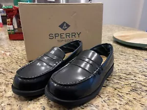 Nuevo En Caja Sperry Niños Colton PlushWave Negro Zapato Penny Mocasín Zapatos de Vestir 2w - Imagen 1 de 10