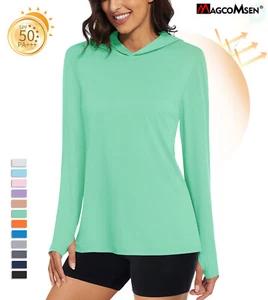 Women's UPF50+ Hoodie UV Protection Hiking Shirts Lightweight Rash Guard T-Shirt - Picture 1 of 101