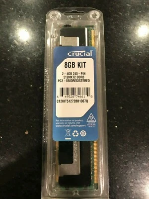  CT2KIT51272BB1067Q Micron- Crucial 8GB, 240 PIN DDR3 PC3-8500 Server Memory REG - Image 1 of 2