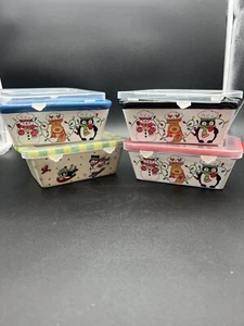 4-Temptations Holiday Christmas 12 Oz Mini Ceramic Loaf Pans With Lid By Tara - Picture 1 of 15