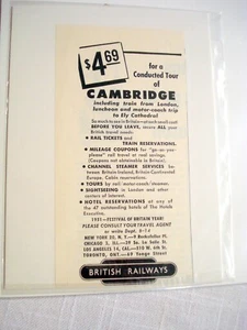 1951 Ad British Railways für eine durchgeführte Tour - Bild 1 von 1