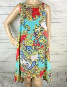 Robbie Bee Dress Size 6 Colorful Bohemian Style Floral Sleeveless Sheer Overlay - Picture 1 of 12