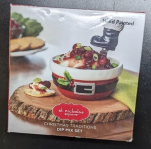 St. Nicholas Square - Christmas Traditions Dip Mix Set W/Santa Boot Spreader NIB - Picture 1 of 5