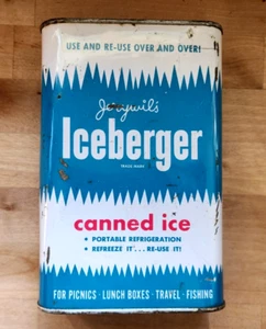 Vintage Advertising Tin Jerywils Iceberger Canned Ice Quart Jobie Freeport NY - Picture 1 of 14