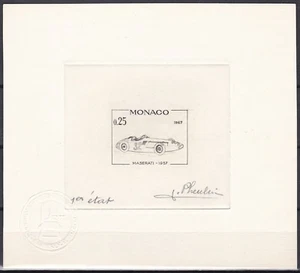 Monaco Sc654 Automobile, Car, Maserati (1957), 25th Grand Prix, Signed Die Essay - Picture 1 of 2
