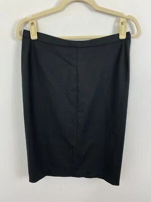 Falda lápiz negra BCBGMaxAzria talla 4 mezcla de lana espalda reunida trabajo carrera Foto 1 de 4