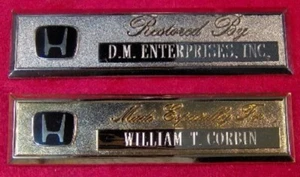 HONDA - CUSTOM ENGRAVED DASH PLAQUE - Picture 1 of 1