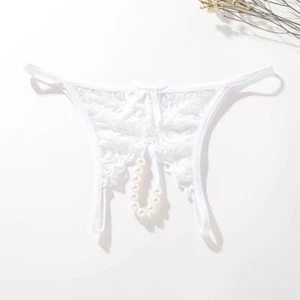 Pearl String Sex Woman Lace Panties Hollow Underwear Thongs Seamless G-String - Picture 1 of 12