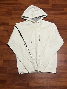 Champion Hoodie Mens Small White Sweater Pullover Logo Sweatshirt - Picture 1 of 4