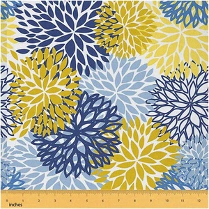 BohoSplice Floral Fabric - 2 Yards of Vibrant Blue Yellow G - Picture 1 of 7