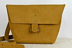 handmade Leather Messenger Day Work Satchel gadget camera hunting bag made usa - Picture 1 of 8