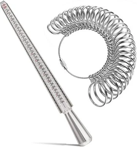 Misuratore dito in metallo mandrino misuratore anello set fascia 1-15 misura - Foto 1 di 8