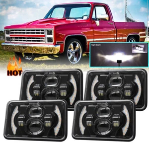 For Chevy Pickup 1981-87 C10 K10 Blazer 4pcs 4x6" LED Headlights HI-LO Beam Lamp - Picture 1 of 11