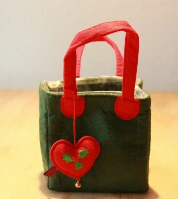 Spiegelburg Tasche Filz innen mit Folie faltbar + Anhänger Mistelzweig grün rot  - Bild 1 von 4
