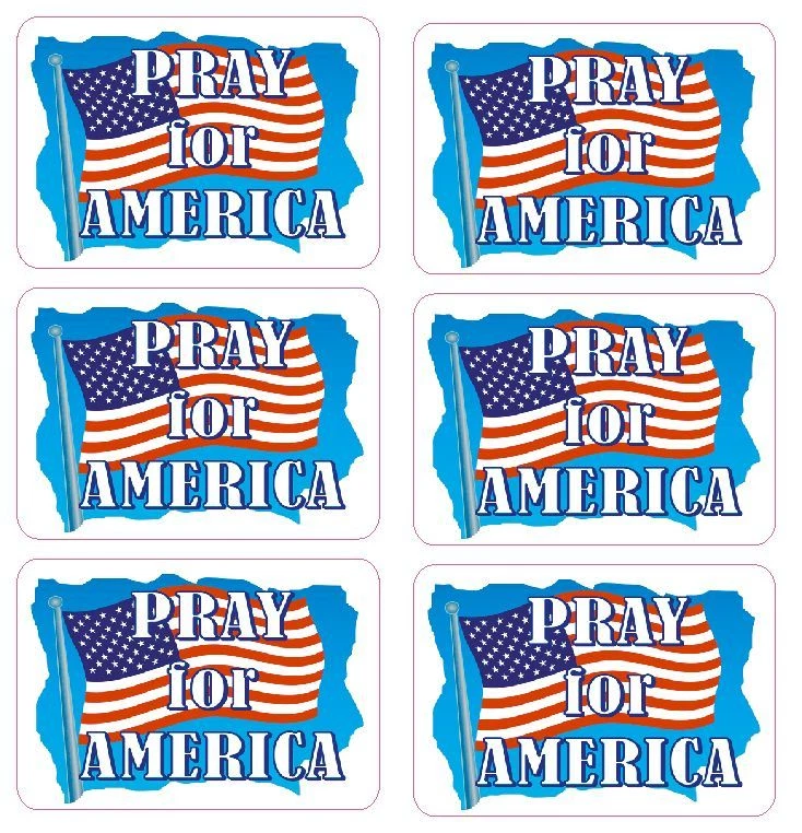 Pray For America Flag Labels Sticker Decals CRAFTS Teachers Made In The USA #D48