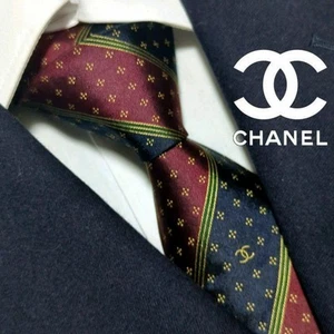 Chanel Corbata Rayas Komon Coco Mark Jacquard Alta Marca Lujo - Imagen 1 de 4