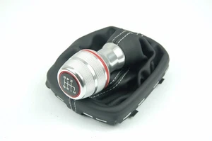 Audi A1 6-Speed Gear Shift Knob Alloy With Grey Stitched Leather Boot Genuine 8X - Picture 1 of 5