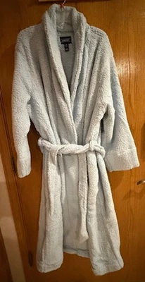 Bata de sherpa Lands' End para mujer de 50" manga larga con cuello chal - talla 3X - azul Foto 1 de 4