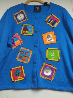 De colección Michael Simon Evento Suéter Cárdigan Maestro Escuela Deportes Botón Delantero  Foto 1 de 4