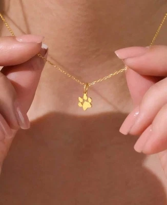 Collar Amantes de los Perros Cadena 16 Pulgadas Mujer Pata Colgante Foto 1 de 3