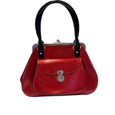 Bolso de hombro Beijo para mujer de charol rojo cierre de beso bolsillo frontal NUEVO Foto 1 de 4