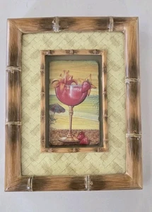 Charlene Audrey Wall Art 2005 3D Framed Cocktail Faux Bamboo New Old Stock - Picture 1 of 4