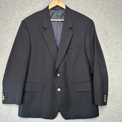 John Weitz Signature Collection Navy Blue Wool Blazer Jacket Gold Button 44S - Image 1 of 4