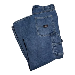 Smith's Workwear Medium Wash Lined Carpenter Jeans Mens 36x30 (36x29 5/8) FLAWS - Picture 1 of 14