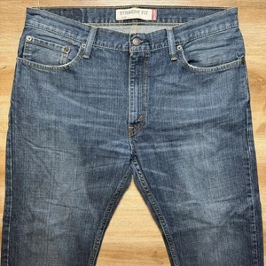 Levis 505 Jeans Men 34x28 Blue Regular Straight Leg Denim Dark Wash (Tag 34x30) - Picture 1 of 11