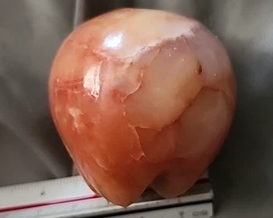 Vintage Onyx Stein Apfel Briefbeschwerer - handgeschnitzt braun & creme Marmoroptik - Bild 1 von 3