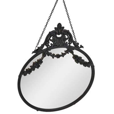Vintage Pewter Framed Wall Mirror with Decorative Chain, Black - Image 1 of 4