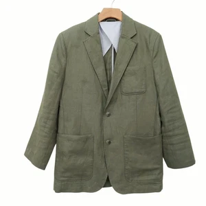 L.L.Bean Sport Blazer Mens 38R Green 100% Linen Two Button Casual Work Office - Picture 1 of 13