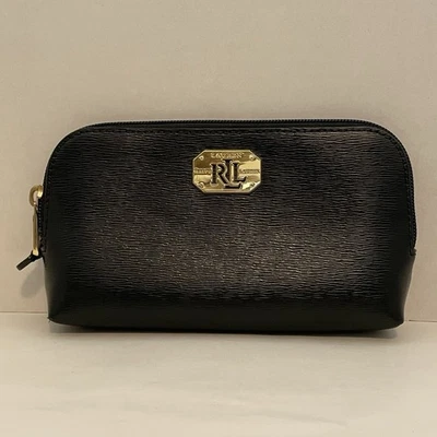 Lauren Ralph Lauren Bolsa con Cremallera Cuero de Vaca Herrajes Dorados Pequeño Negro Foto 1 de 4