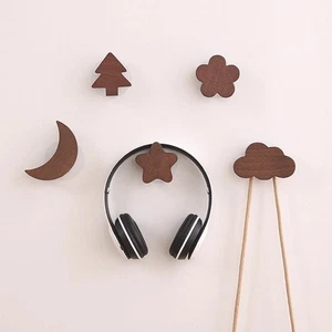 Juego de 5 ganchos de madera para colgar en la pared para abrigo sombrero ganchos para colgar lindos ganchos de almacenamiento para el hogar  - Imagen 1 de 12
