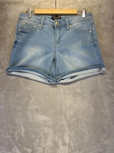 Seven7 Jean Shorts Women's Size 6 Blue Denim High Rise Cuffed Western Zip Fly - Picture 1 of 6