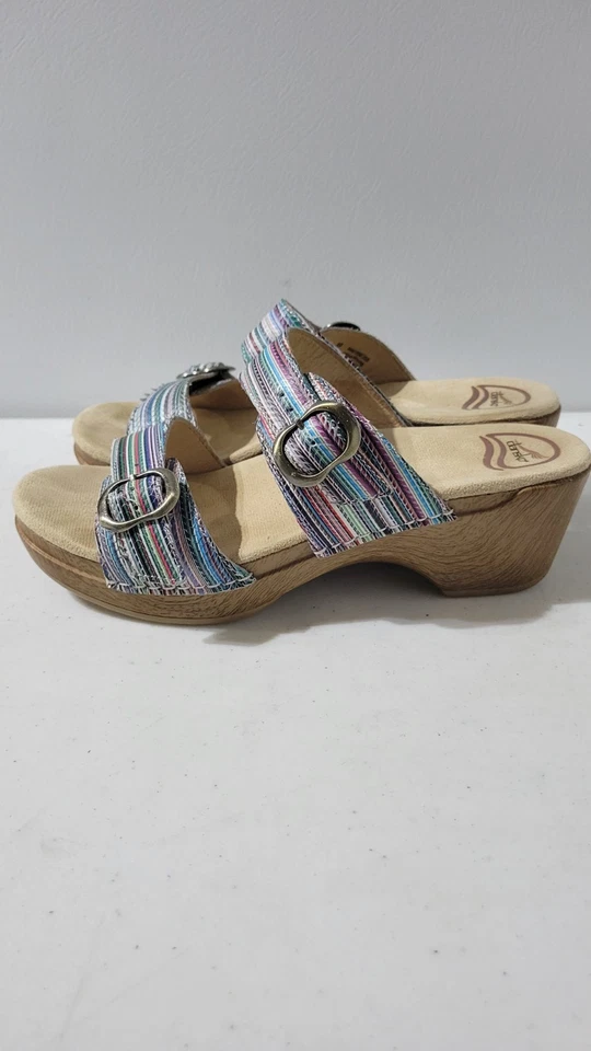 Sandalias Dansko Sophie para mujer 8,5-9 / EU 39 cuero multicolor 2 correas extensiones Foto 1 de 4