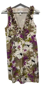 Ann Taylor Loft Sundress Sleeveless Lined Multicolor Floral Silk Cotton Size 0 - Picture 1 of 6