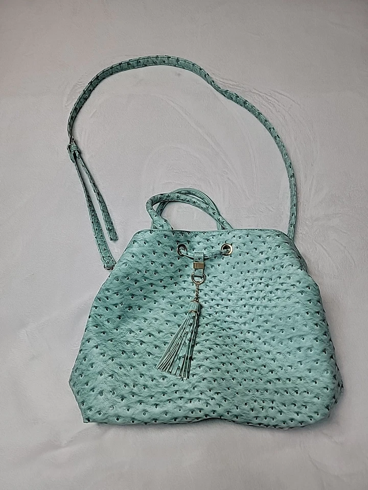 Bolso de Hombro Cartera Estampado de Reptiles Imitación Verde Como Nuevo Cato Excelente Estado Foto 1 de 4