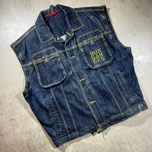 Y2K FUBU Latzhose Jeansweste 2XL Dark Wash - Bild 1 von 8