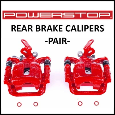 Pinzas de freno traseras Power Stop rojas con soportes para Volkswagen Golf/Passat 2015-21 Foto 1 de 2