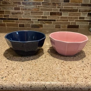 IKEA Set of 2 Colorful Bowls Cobalt Blue, Pink 6” Ice Cream/ Latte Bowls 12011 - Picture 1 of 13