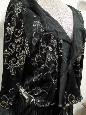 Винтажное женское платье сарай 2XL черная велюровая юбка и топ блестки готический ведьмин - Изображение 1 из 4