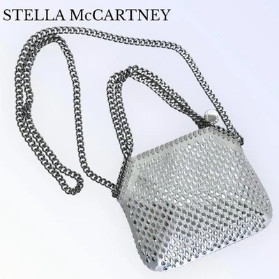 Stella McCartney Falabella Mini Tote Crystal Shoulder Bag Silver Gray Auth - Image 1 of 4