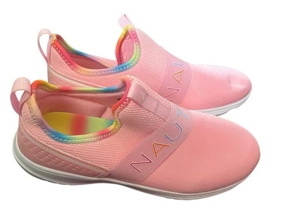Zapatos sin cordones Nautica para niñas talla 6 negro malla rosa arco iris Foto 1 de 4