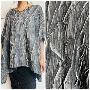 Top arrugado gris de gran tamaño vintage - vestido para matar - minimalista de vanguardia - Imagen 1 de 4