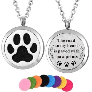 NUEVO CON ETIQUETAS ~ Collar difusor de aceite esencial de aromaterapia aroma de acero inoxidable con patas de perro - Imagen 1 de 2